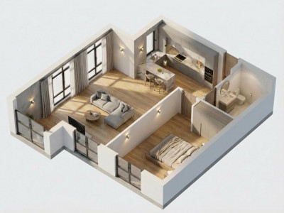 Apartament de vanzare 2 camere mobilat utilat si balcon Doamna Stanca