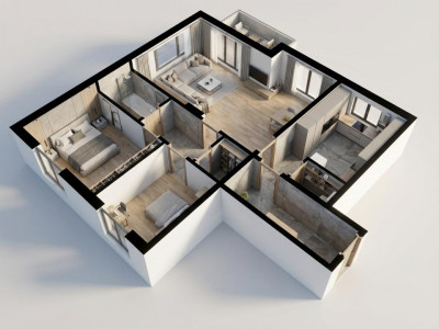 Apartament cochet de vanzare 3 camere 80mp 2 bai balcon zona Centrala