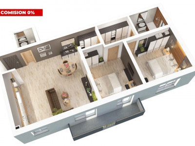 De vanzare 73mp 3 camere 2 bai decomandate balcon 7mp Doamna Stanca