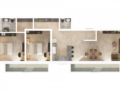 Apartament 78 mpu 3 camere decomandate 2 balcoane 2 bai COMISION 0 